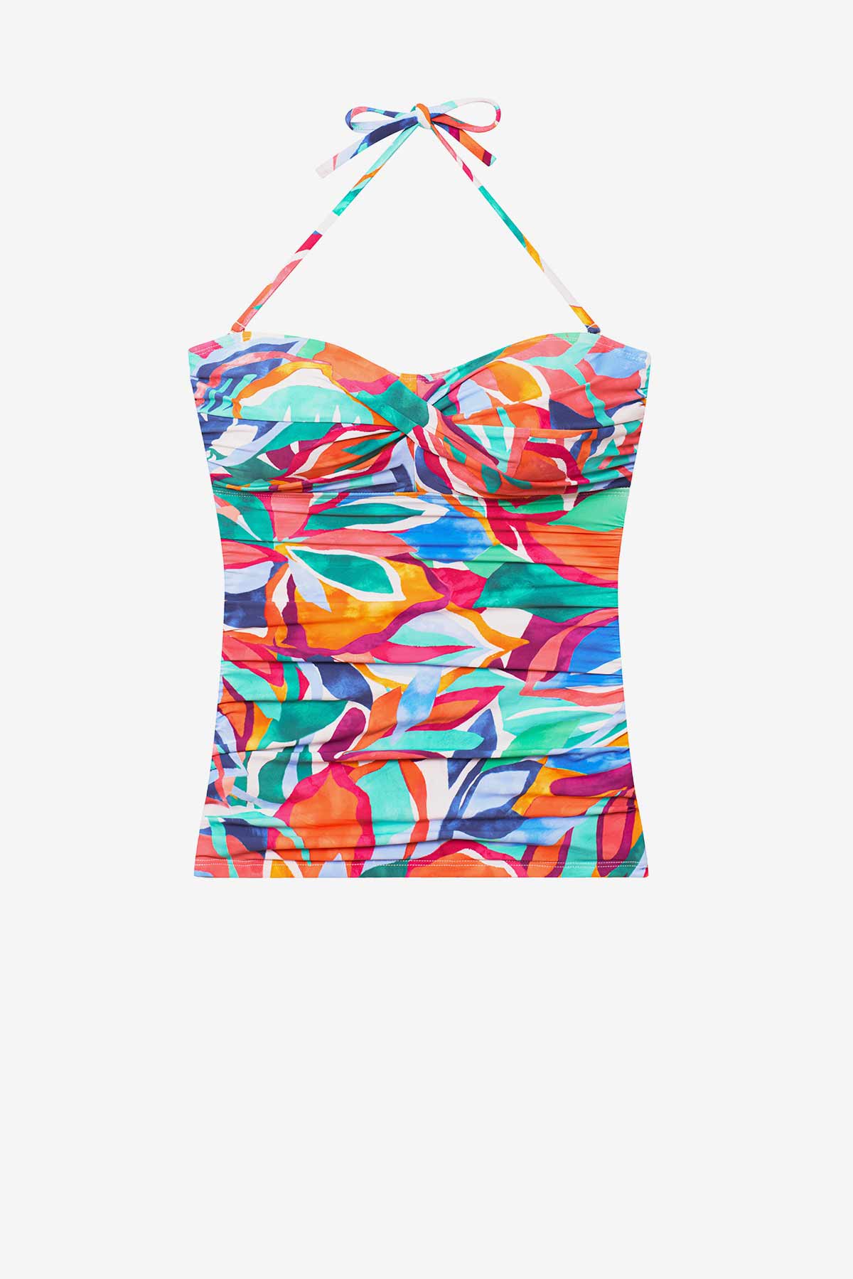 Multicolored floral bandeau tankini top