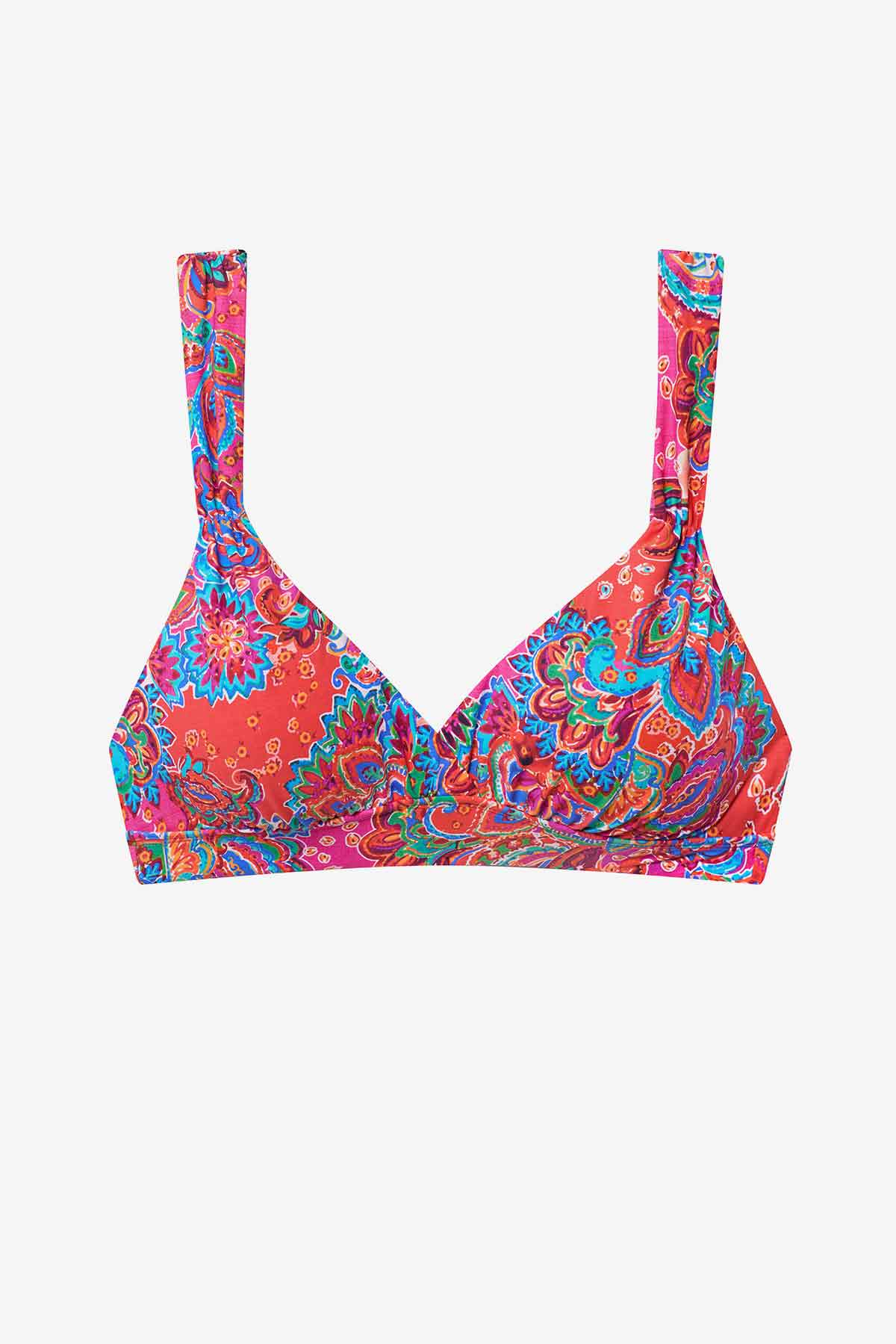 Multicolor paisley print bikini top