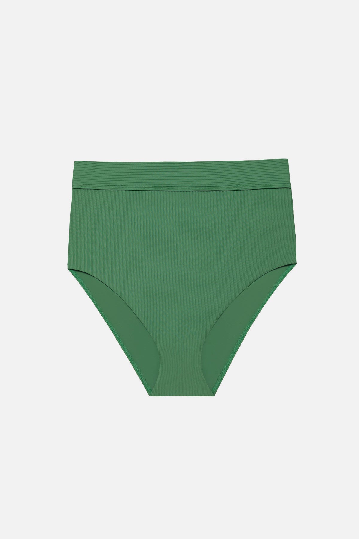 Green ribbed high waisted swim bottoms